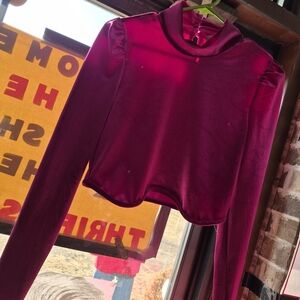 Chic Women's Long Sleeve Crop Top in Vibrant Pink